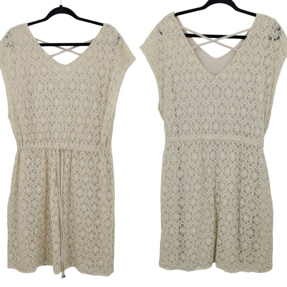 American Rag Womens Lace Overlay Cream Mini Dress‎ Sz 1X  Softgirl Coquette